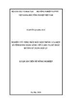 Nghiên cứu tính chất đất mặn trồng lúa một số tỉnh đồng bằng sông cửu long và đề xuất hướng sử dụng hợp lý