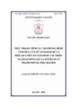 Thực trạng tiêm vắc xin phòng bệnh cúm mùa của nữ tuổi sinh đẻ và hiệu quả một số giải pháp can thiệp tại quận đống đa và huyện ba vì thành phố hà nội, 2016   2018