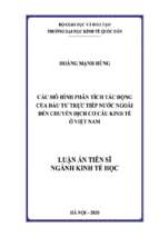 Các mô hình phân tích tác động của đầu tư trực tiếp nước ngoài đến chuyển dịch cơ cấu kinh tế ở việt nam