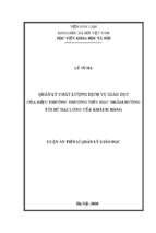 Quản lý chất lượng dịch vụ giáo dục của hiệu trưởng trường tiểu học nhằm hướng tới sự hài lòng của khách hàng