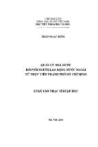 Quản lý nhà nước đối với người lao động nước ngoài từ thực tiễn thành phố hồ chí minh