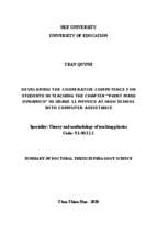 Phát triển năng lực hợp tác cho học sinh trong dạy học chương “động lực học chất điểm” vật lý lớp 10 trung học phổ thông với sự hỗ trợ của máy vi tính tt