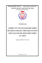 Nghiên cứu ứng dụng bộ điều khiển pid thích nghi dựa trên mạng nơ ron nhân tạo cho hệ thống điều khiển tàu thủy