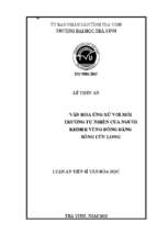 Văn hóa ứng xử với môi trường tự nhiên của người khmer vùng đồng bằng sông cửu long