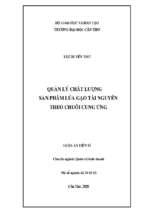 Quản lý chất lượng sản phẩm lúa gạo tài nguyên theo chuỗi cung ứng