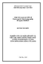 Nghiên cứu các mối liên kết và tiêu thụ theo chứng nhận chất lượng ngành hàng cá tra vùng đồng bằng sông cửu long tt