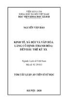 Kinh tế, xã hội và văn hóa làng cổ định (thanh hóa) đến đầu thế kỷ xx. tt