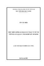 Thực hiện chính sách quản lý trật tự đô thị trên địa bàn quận 5, thành phố hồ chí minh