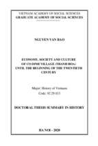 Kinh tế, xã hội và văn hóa làng cổ định (thanh hóa) đến đầu thế kỷ xx. tt tiếng anh