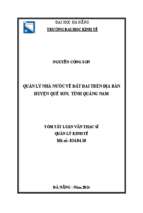 Quản lý nhà nước về đất đai trên địa bàn huyện quế sơn, tỉnh quảng nam