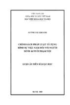 Chính sách pháp luật tố tụng hình sự việt nam đối với người dưới 18 tuổi phạm tội