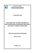 Hoàn thiện việc vận dụng thẻ điểm cân bằng trong đánh giá thành quả hoạt động tại công ty cổ phần cảng đà nẵng