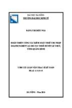 Hoàn thiện công tác kiểm soát thuế thu nhập doanh nghiệp tại chi cục thuế huyện lệ thủy, tỉnh quảng bình