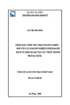 Kiểm soát thuế thu nhập doanh nghiệp đối với các doanh nghiệp kinh doanh lữ hành tại cục thuế thành phố đà nẵng