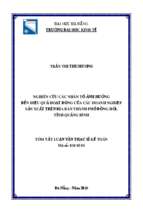 Nghiên cứu các nhân tố ảnh hưởng đến hiệu quả hoạt động của các doanh nghiệp sản xuất trên địa bàn thành phố đồng hới, tỉnh quảng bình