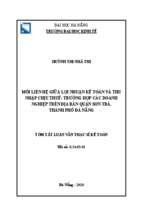 Mối liên hệ giữa lợi nhuận kế toán và thu nhập chịu thuế  trường hợp các doanh nghiệp trên địa bàn quận sơn trà, thành phố đà nẵng