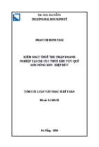 Kiểm soát thuế thu nhập doanh nghiệp tại chi cục thuế khu vực quế sơn nông sơn hiệp đức