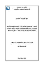 Hoàn thiện công tác thẩm định tài chính trong hoạt động cho vay đầu tư tại quỹ đầu tư phát triển thành phố đà nẵng