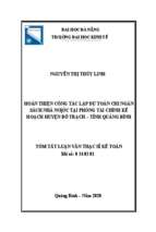 Hoàn thiện công tác lập dự toán chi ngân sách nhà nước tại phòng tài chính   kế hoạch huyện bố trạch, tỉnh quảng bình