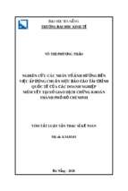 Nghiên cứu các nhân tố ảnh hưởng đến việc áp dụng chuẩn mực báo cáo tài chính quốc tế của các doanh nghiệp niêm yết tại sở giao dịch chứng khoán thành phố hồ chí minh