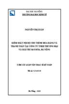Kiểm soát nội bộ chu trình mua hàng và thanh toán tại công ty tnhh thƣơng mại và giải trí sao hỏa, đà nẵng