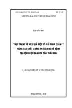 Thực trạng và hiệu quả một số giải pháp quản lý nâng cao chất lượng an toàn người bệnh tại bệnh viện đa khoa tỉnh thái bình