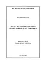 Thu hút đầu tư của doanh nghiệp vào phát triển du lịch ở tỉnh nghệ an