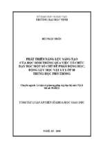 Phát triển năng lực sáng tạo của học sinh thông qua việc tổ chức dạy học một số chủ đề phần động học, động lực học vật lí lớp 10 trung học phổ thông tt