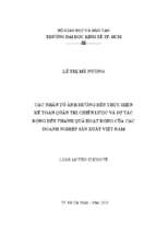 Các nhân tố ảnh hưởng đến thực hiện kế toán quản trị chiến lược và sự tác động đến thành quả hoạt động của các doanh nghiệp sản xuất việt nam