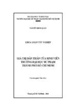 Giá trị bản thân của sinh viên trường đại học sư phạm thành phố hồ chí minh