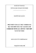 Phát triển năng lực thực nghiệm cho học sinh thpt bằng việc vận dụng thí nghiệm mở thông qua chương chất khí vật lý 10 cơ bản​