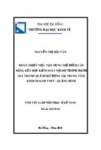 Hoàn thiện việc vận dụng thẻ điểm cân bằng kết hợp kiểm soát nội bộ trong đánh giá thành quả hoạt động tại trung tâm kinh doanh   vnpt quảng bình.