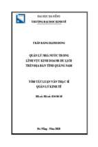 Quản lý nhà nước trong lĩnh vực kinh doanh du lịch trên địa bàn tỉnh quảng nam