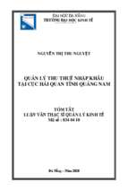 Quản lý thu thuế nhập khẩu tại cục hải quan tỉnh quảng nam