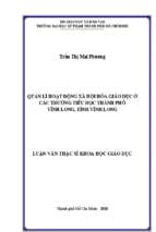 Quản lí hoạt động xã hội hóa giáo dục ở các trường tiểu học thành phố vĩnh long, tỉnh vĩnh long