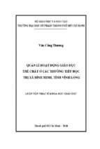 Quản lí hoạt động giáo dục thể chất ở các trường tiểu học thị xã bình minh, tỉnh vĩnh long