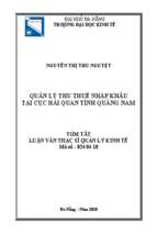 Quản lý thu thuế nhập khẩu tại cục hải quan tỉnh quảng nam