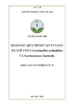 Khảo sát quá trình tạo vi nang đa lớp chứa lactobacillus acidophilus và saccharomyces boulardii