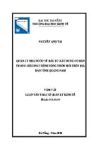 Quản lý nhà nước về đầu tư xây dựng cơ bản trong chương trình nông thôn mới trên địa bàn tỉnh quảng nam