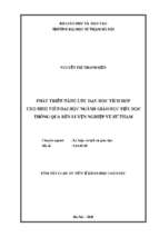 Phát triển năng lực dạy học tích hợp cho sinh viên đại học ngành giáo dục tiểu học thông qua rèn luyện nghiệp vụ sư phạm tt