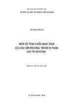 Một số tính chất định tính của vài lớp phương trình vi phân giá trị khoảng