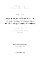 Thực trạng hoạt động quản lý quá trình đào tạo tại trường trung học kỹ thuật hải quân và một số giải pháp​