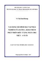 Vận dụng mô hình học tập trải nghiệm của david a. kolb nhằm phát triển biểu tượng toán cho trẻ 5   6 tuổi​