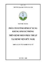 Phân tích tình hình sử dụng kháng sinh dự phòng trên bệnh nhân phẫu thuật tại bệnh viện hữu nghị