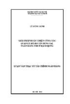 Giải pháp hoàn thiện công tác quản lý rủi ro tín dụng tại ngân hàng tmcp đại dương   tài chính và ngân hàng  