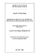 đánh giá vai trò của các nguồn nhân lực đối với tăng trưởng kinh tế việt nam  