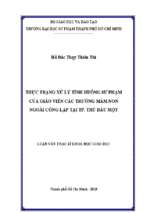 Thực trạng xử lý tình huống sư phạm của giáo viên các trường mầm non ngoài công lập tại thành phố thủ dầu một​