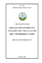 Khảo sát một số phản ứng tổng hợp chất trung gian để điều chế berberin clorid