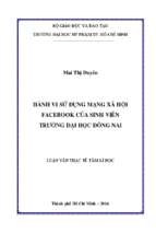 Hành vi sử dụng mạng xã hội facebook của sinh viên trường đại học đồng nai