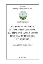 Xây dựng và thẩm định mô hình in silicon mô phỏng quá trình hòa tan của một số dược chất từ thuốc cốm 2 thành phần